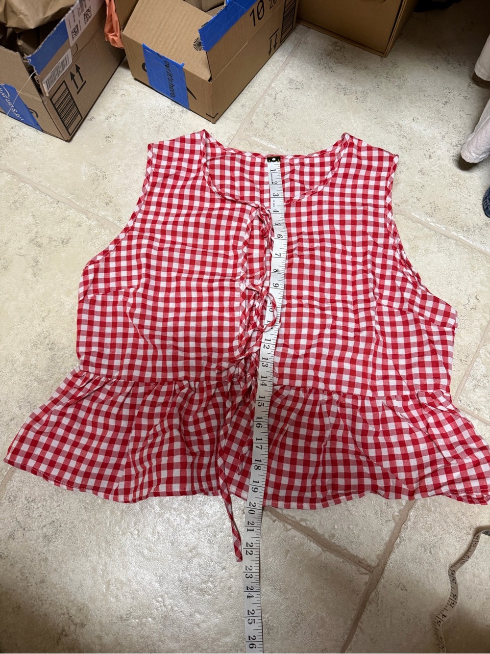 Red Gingham Tie-Back Women’s Bermuda Shorts Set - Unbranded - Picture 6 of 8